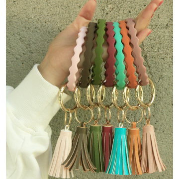 Wholesale Tassel Silicone Keychain Bracelet Wristlet Bangle