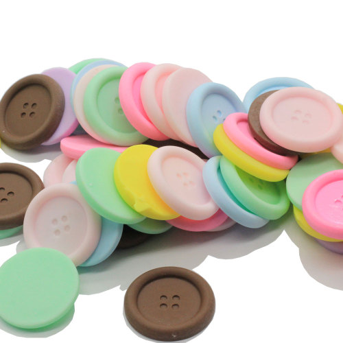 Usine nouvelle arrivée couleur Pastel résine Flatback bouton Cabochons 15 MM 24 MM forme ronde 4 pièces pas à travers les trous boutons bijoux bricolage