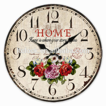 Vintage clock mdf designs wall clock with retro style for home decoration