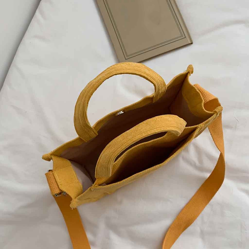 Women Corduroy Handbag Cotton Canvas Zipper Shoulder Bag Casual Tote Female Eco Crossbody Bag Ladies Vintage Messenger Bags