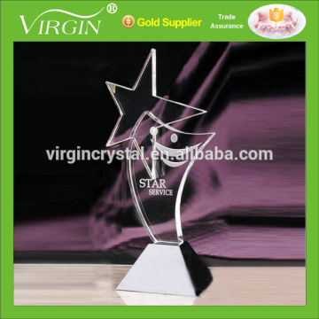 Crystal star shape awards trophy plaque
