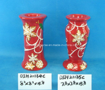 Hand-Painted Ceramic Round Candle Stand