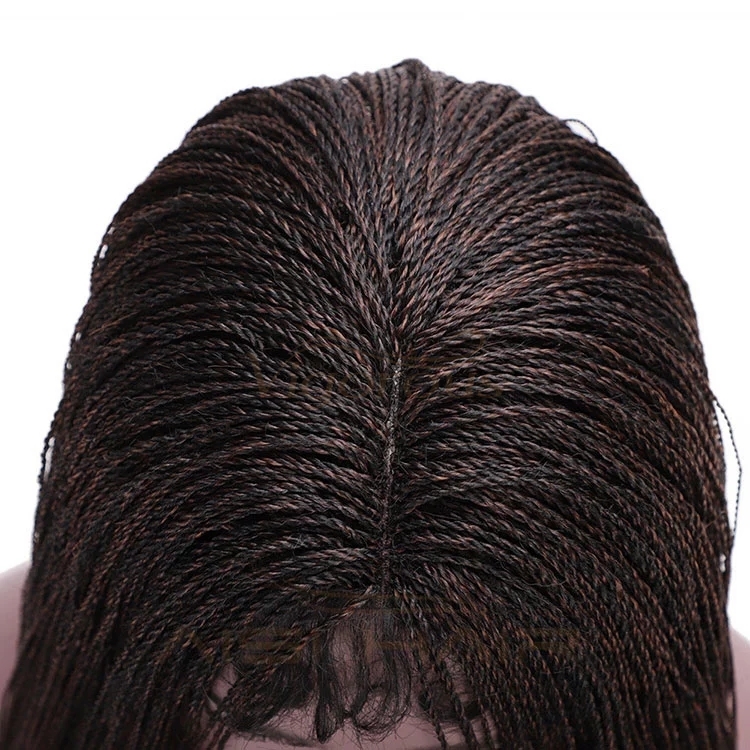 Vigorous Long African High Temperature Synthetic Ombre Twist Braided Lace Front Wig Braid Hair for Black Women