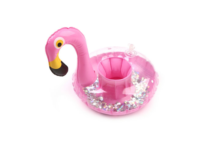 Bebida inflable de verano Flotador Glitter Flamingo Shape