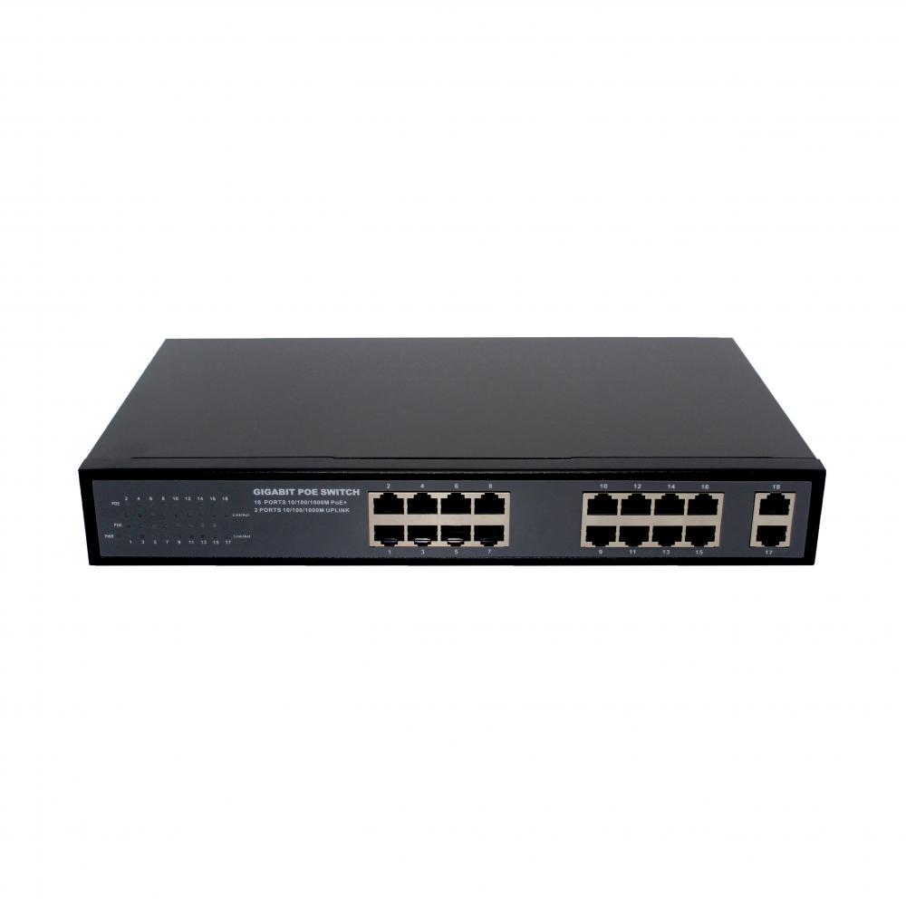 16 puertos Ethernet Poe Switch 2 RJ45 FTTX