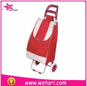 Red folding shopping trolley bag, folding shopping cart