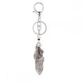 Gemstone Double Hexagonal Prism Silver Phoenix Stone Key Chain Natural Stone Crystal Hexagonal Keychain Key Ring for Anniversary