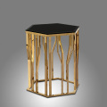 luxury and royal gold coffee table with glass top