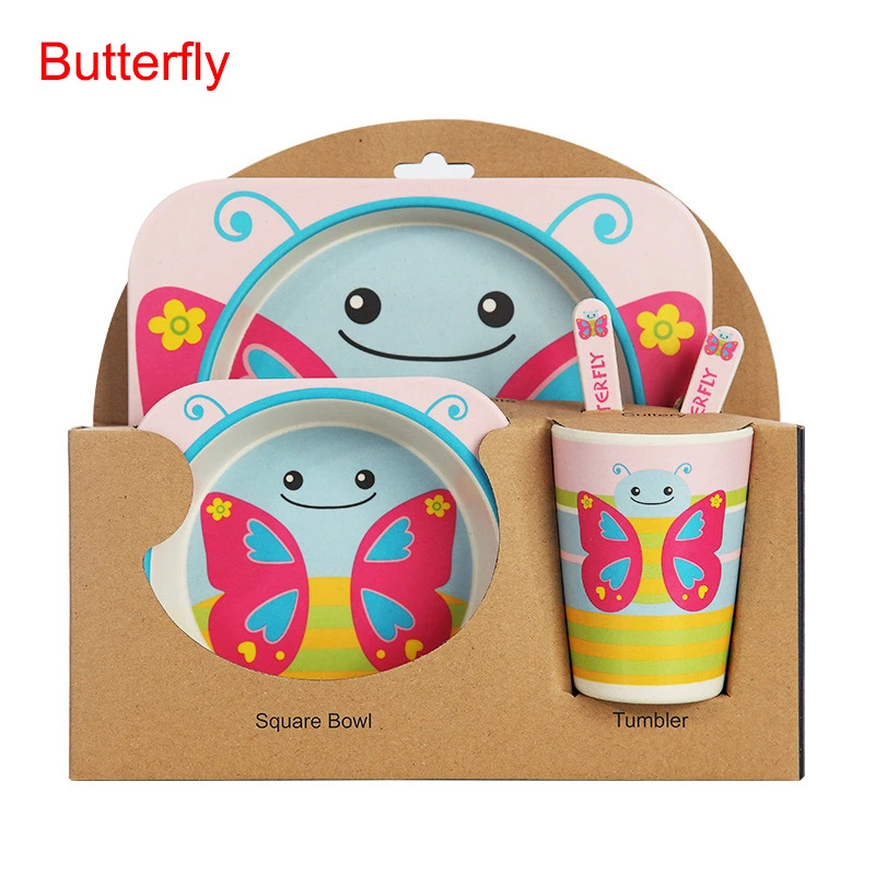 Butterfly Bamboo Fiber Kids Dinner Sets