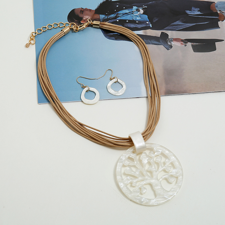 Custom Tree shape string pendant for women Acrylic jewelry sets necklace
