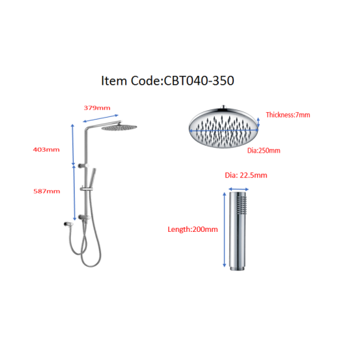 Combinaison de colonne de douche chromée