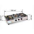 Glen 3 Burners SS Plus Glass Gas Cooktop