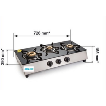 Glen 3 Burners SS Plus Glass Gas Cooktop