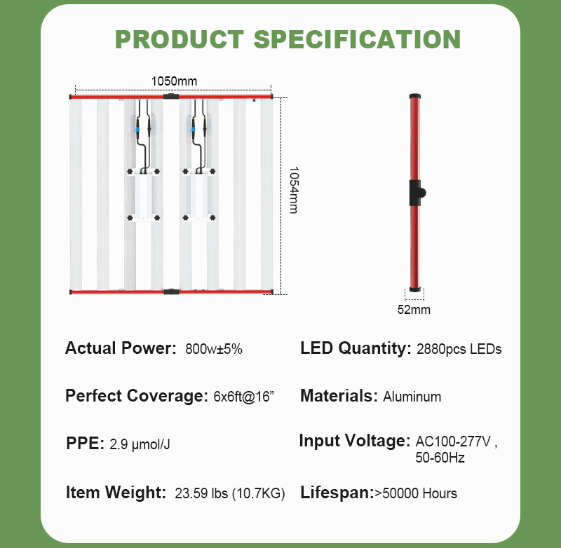 Aglex Grow Light M800W PPFD Alti PPFD Luci di coltivazione