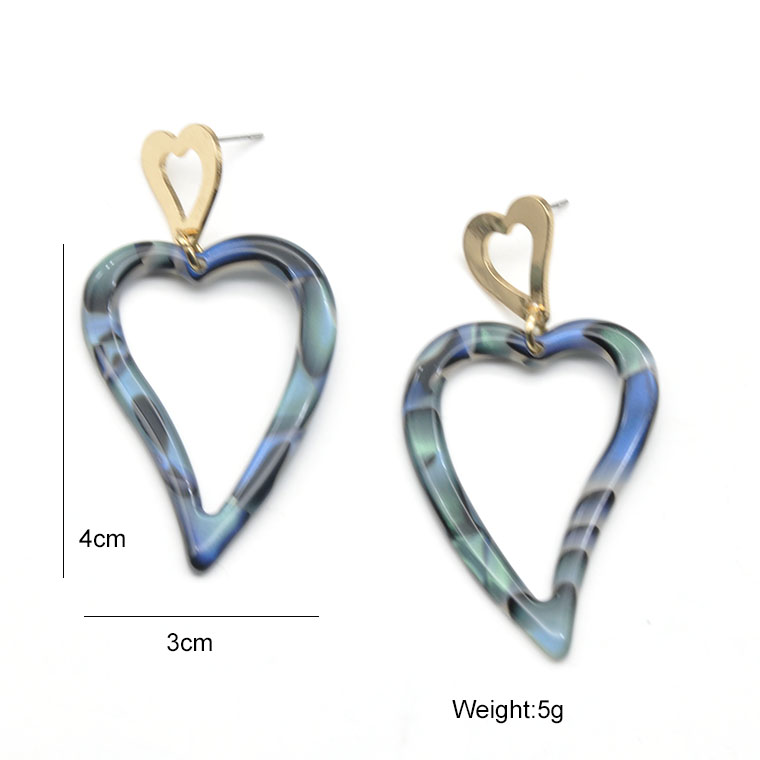 Custom gold plated brass stud earring for women fashion double heart shaped earrings