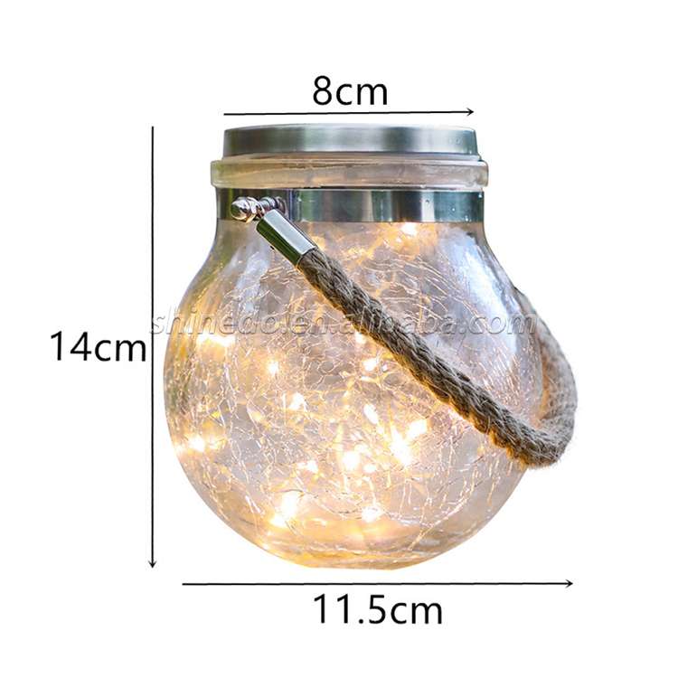 Garden Night Solar Holiday Decoration Ball-Shaped Crackle Glass Table Lamp