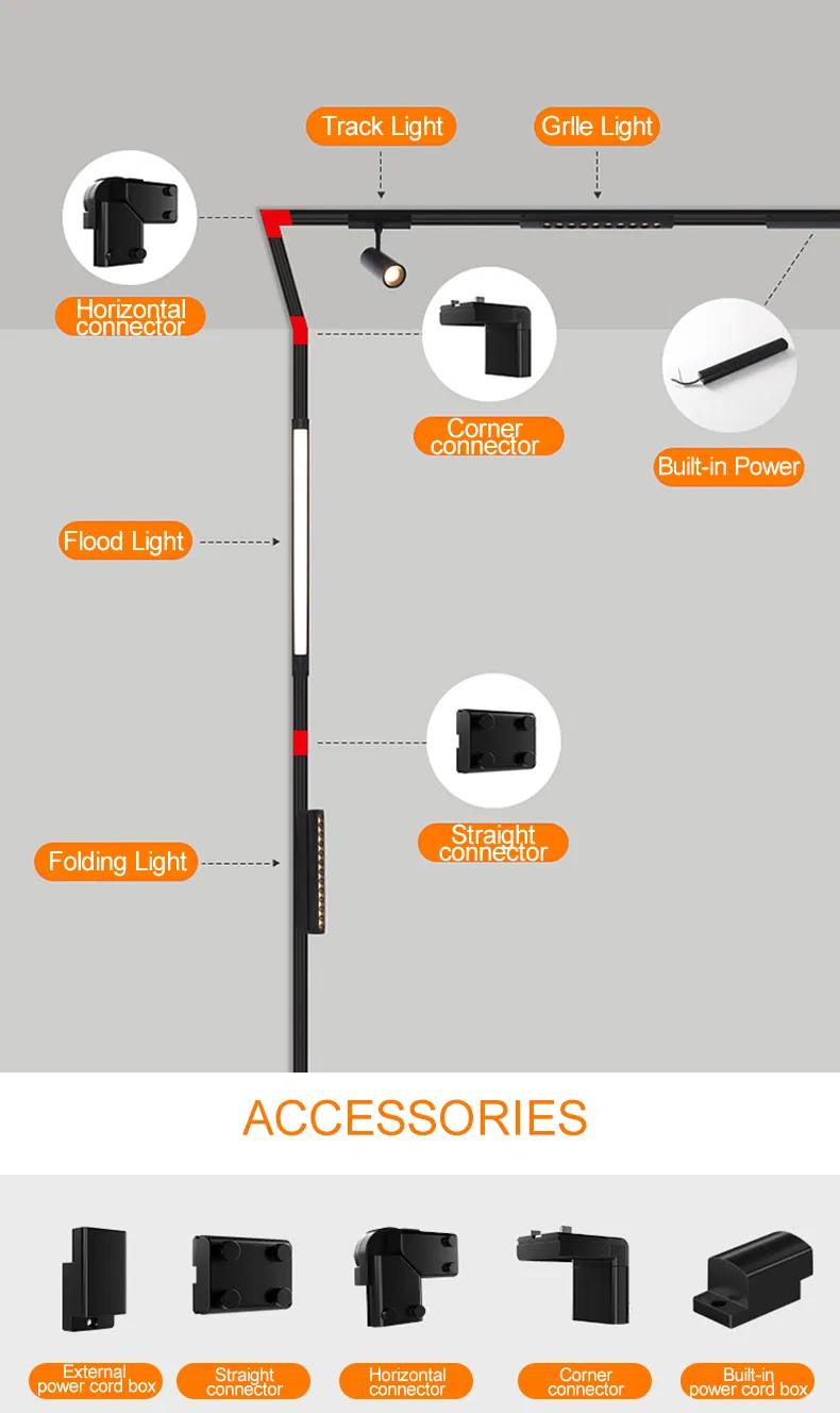 Erdu Ceiling Linear 48V 35mm Slim Rail Magnetic Track Light System Ultra Thin Surface Mounted COB Spotlight LED Magnetic Track L