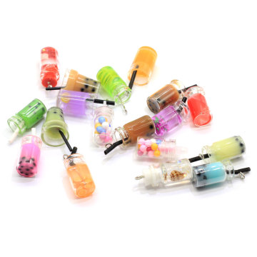 Mischung 3D Fruchtsaftflasche Design Charms 3D Boba Milk Tee Harz Anhänger Ohrring Charme Modeschmuck Zubehör