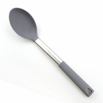 Gray Color Handle Cooking Silicone Solid Spoon