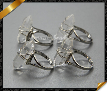 Crystal Rings, Pave Setting Gemstone Ring, Clear Crystal Quartz Ring (YAD095)