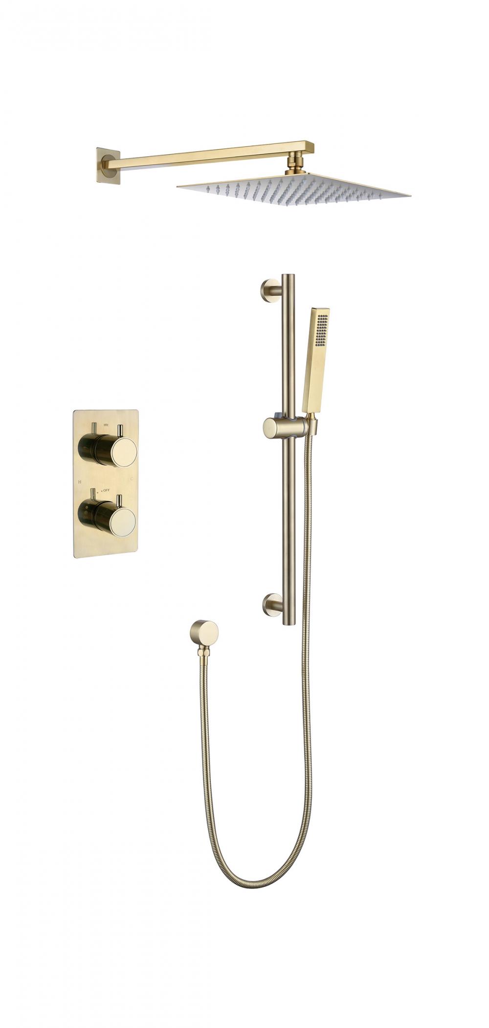 Brushed Gold Consealed Thermostat Shower Faucet