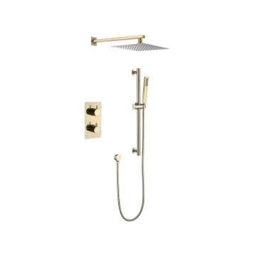 Brushed Gold Consealed Thermostat Shower Faucet