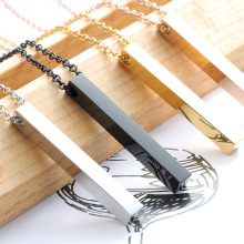 Personalized 3D Bar Pendant Necklace - Custom Engraved Stainless Steel Name Necklace