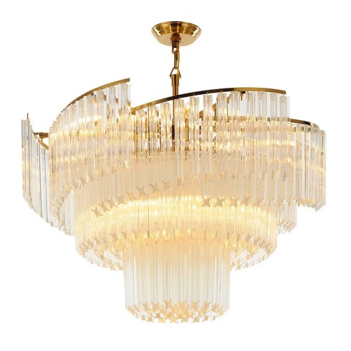 LEDER Glass Crystal Chrome Chandelier