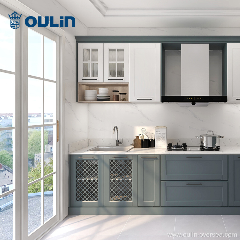 Latest small kitchen blue european kitchen cabinet