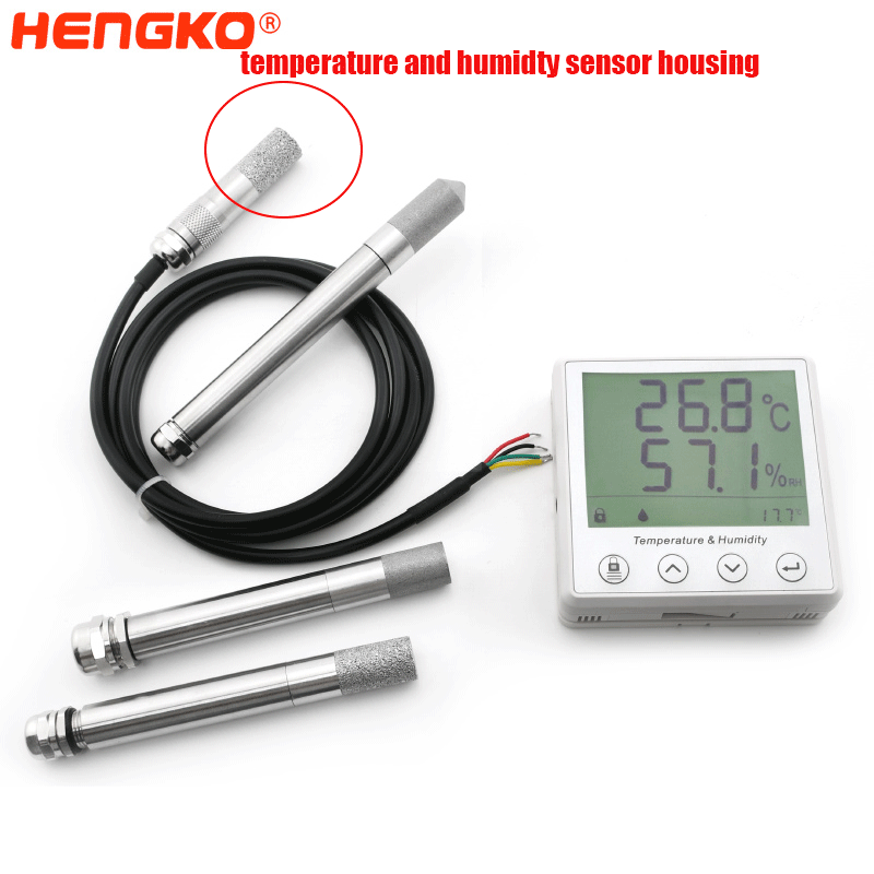 Stainless steel temperature  humidity sensor suitable for industrial low humidity applications sintered porous probe housing