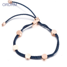 Custom Womens Adjustable Blue Nylon Rope Bracelet