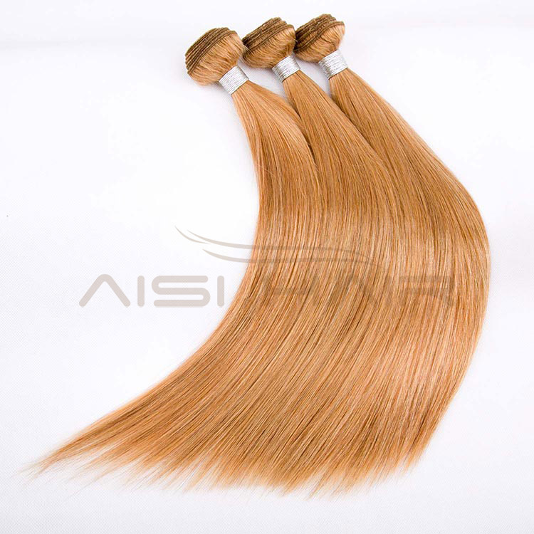 Aisi Hair Wholesale Natural silky straight blonde color  brazilian human hair weaves