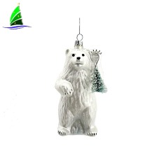 Customized Blown glass zoo animal bear figurine for christmas tree ornaments