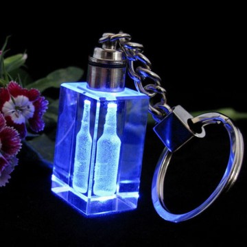 crystal key ring bottle design 3d laser engraving crystal key chain for souvenirs