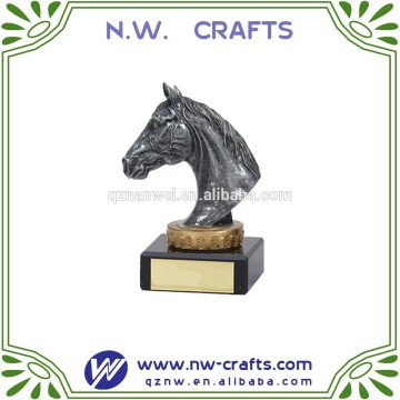 Antique silver horse head resin trophy