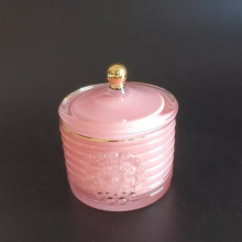 Розовый элегантный хрустальный стеклянный ящик для конфет стеклянная банка для хранения