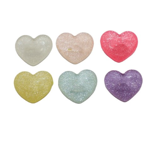 New Fashion Glitter Heart Cabochon Resin Love Heart for Jewelry Making Earring Accessory