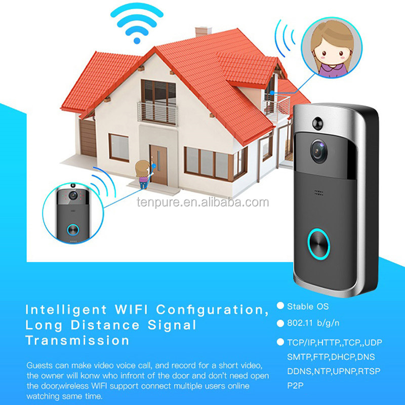 Two Way Audio Video Doorbell Wireless Doorbell Camera IP5 Waterproof HD WiFi Security Camera Real-Time Video camera