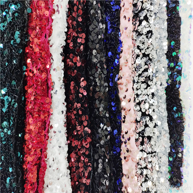 2021 new dark red velvet sequin fabric