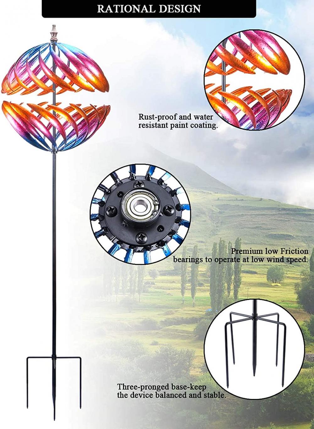 360 graden dubbele stalen metalen windsculptuur