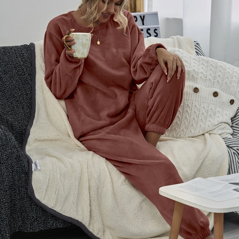 High Quality Comfort Warm Flurry Homewear Women Sleepwear Winter Pajamas Set