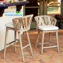 Modern Wooden Woven Bar Stools - Latest Design Outdoor Teak Chair