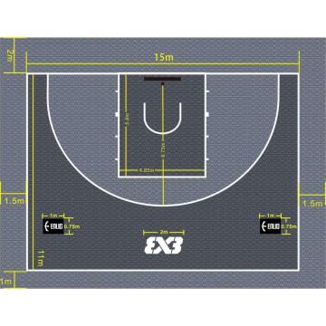 Piastrelle da pallacanestro modulare Fiba 3x3