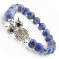 Sodalite Gemstone Bracelet avec alliage de Diamante Owl Piece