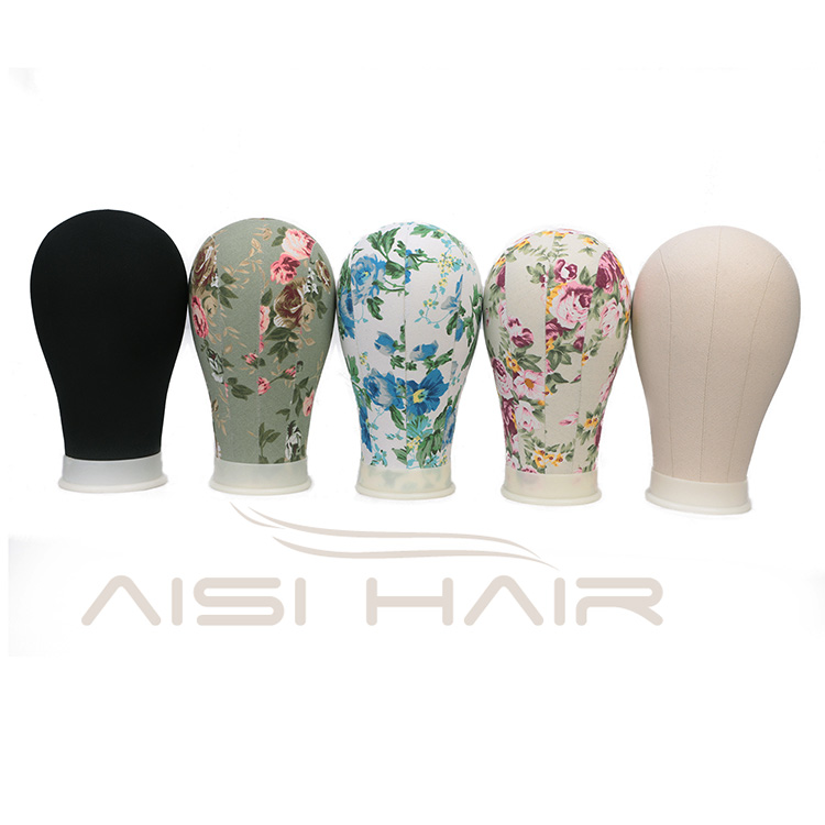 Aisi Hair Black Poly Canvas Block Head Wig Making  Weft Wig Display Styling Mannequin Head Manikin Head Dryer