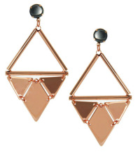 Triangle-shaped gold drop earring
