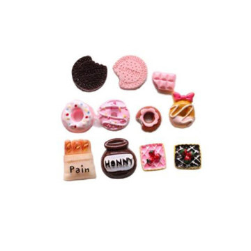 Simulation Harz Dessert Kuchen Donut Cookies Miniatur Essen Charms für Haarnadel Ornament Flatback Cabochons