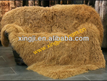 Top quality mongolian lamb fur dyed tibet lamb fur blanket