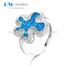 Lovely Starfish Opal Silver Ring With CZ Stones 925 Italian Silver Ring