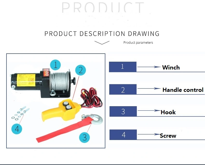 ATV Electric Winch with 1500lb Pulling Capacity